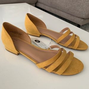 Yellow open-toe flats